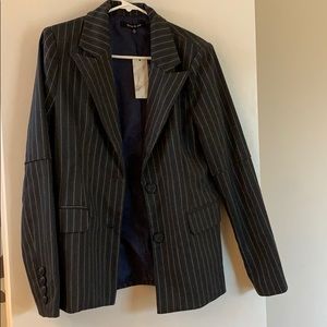 Lulu’s Dark Grey, White and Navy Pinstripe Blazer